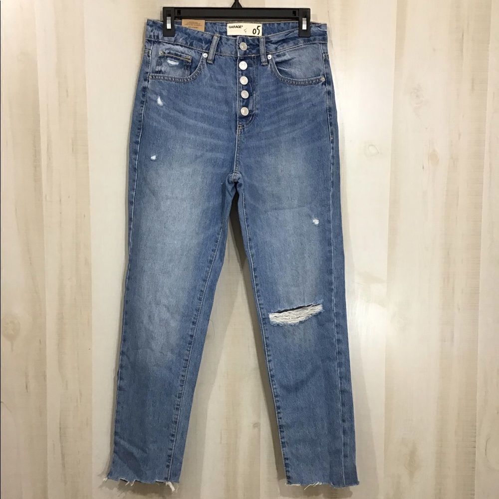 Garage Distressed MOM Straight Leg Jeans New With Tag Size 5 Junior - Picture 2 of 9